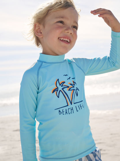 Blue Long Sleeve Sunsafe Rash Vest and Swim Shorts Set (3mths-7yrs) image 6