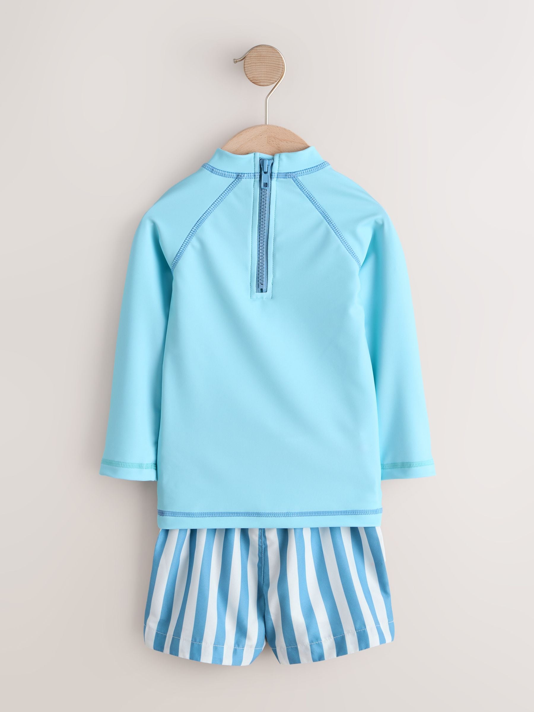 Blue Long Sleeve Sunsafe Rash Vest and Swim Shorts Set (3mths-7yrs) image 9