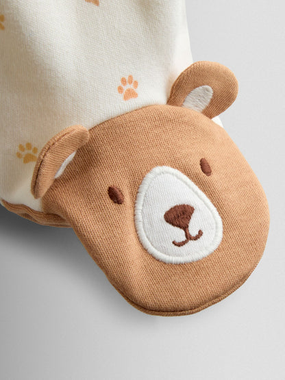 JoJo Maman Bébé Cream Bear Appliqué Zip Sleepsuit image 4