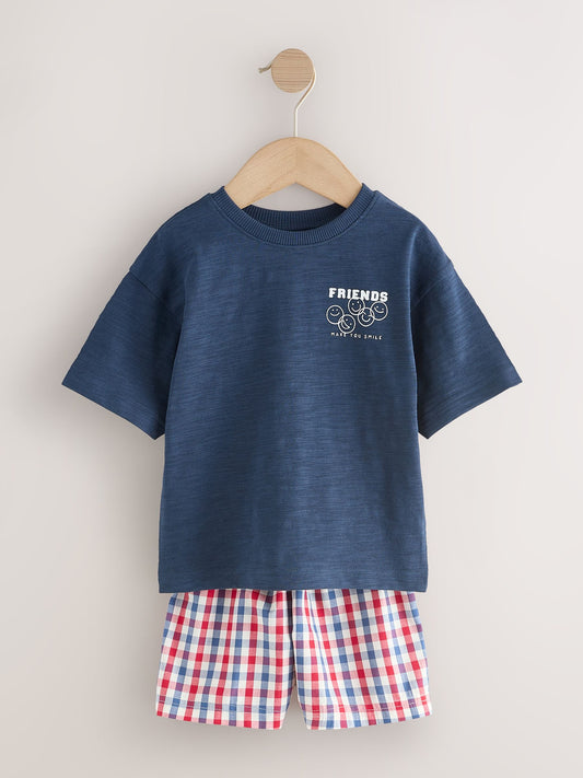 Red/Blue Check Woven Short Pyjamas 3 Pack (9mths-12yrs) image 3