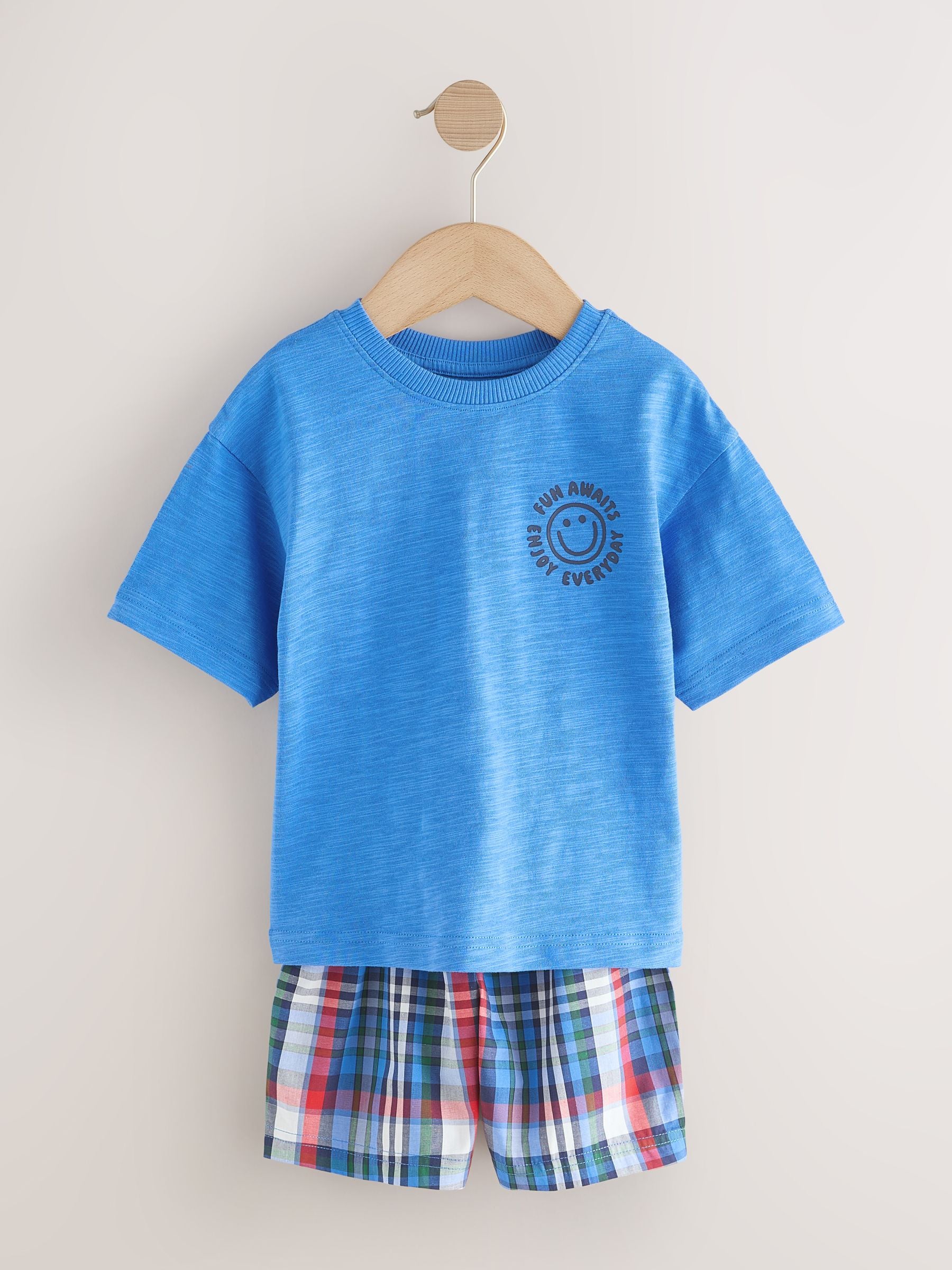 Red/Blue Check Woven Short Pyjamas 3 Pack (9mths-12yrs) image 5