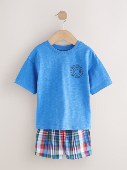 Red/Blue Check Woven Short Pyjamas 3 Pack (9mths-12yrs) image 5