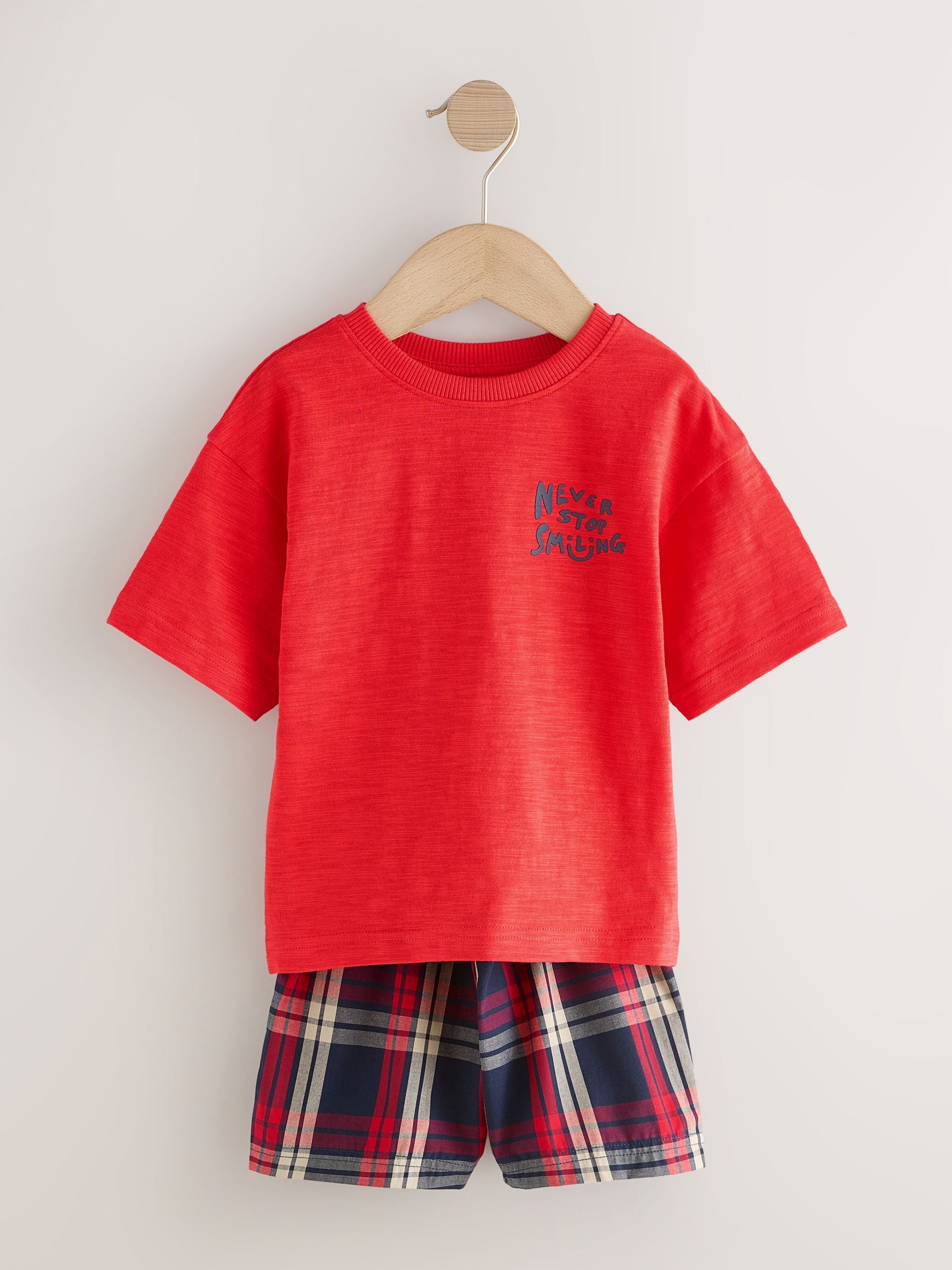 Red/Blue Check Woven Short Pyjamas 3 Pack (9mths-12yrs) image 6