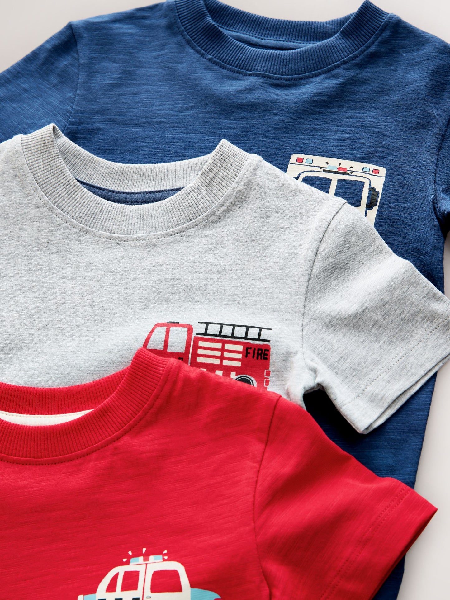 Red/Blue/Grey Emergency Vehicles Short Pyjamas 3 Pack (9mths-8yrs) image 3