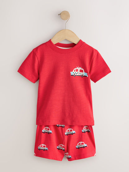 Red/Blue/Grey Emergency Vehicles Short Pyjamas 3 Pack (9mths-8yrs) image 5