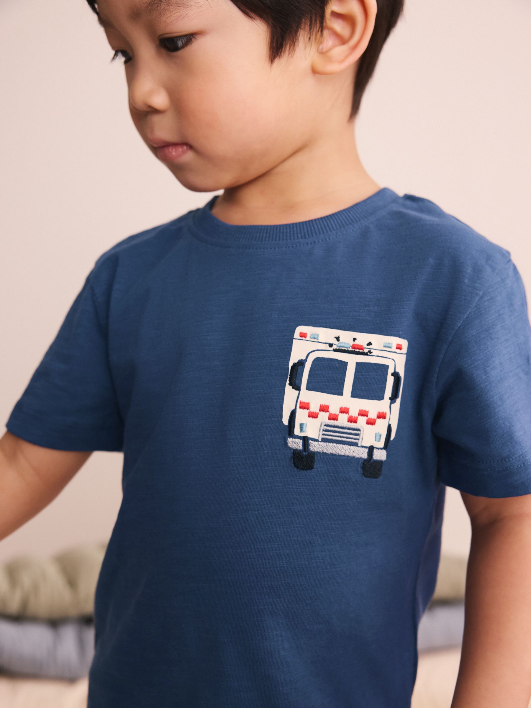 Red/Blue/Grey Emergency Vehicles Short Pyjamas 3 Pack (9mths-8yrs) image 6
