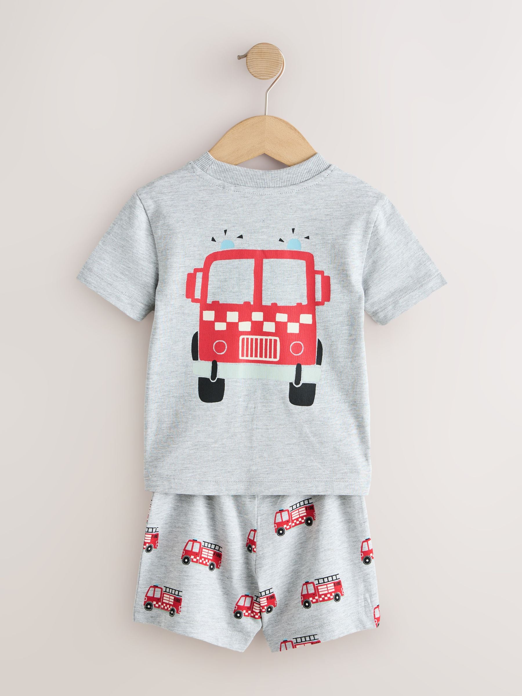 Red/Blue/Grey Emergency Vehicles Short Pyjamas 3 Pack (9mths-8yrs) image 9