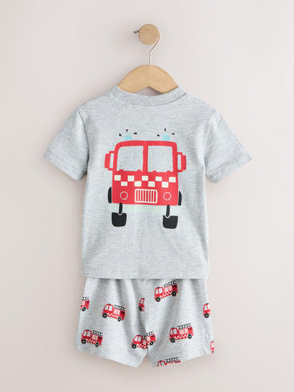 Red/Blue/Grey Emergency Vehicles Short Pyjamas 3 Pack (9mths-8yrs) image 9