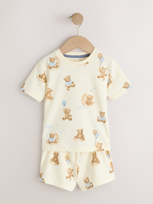 Blue/Ecru Baby Bears Short Pyjamas 3 Pack (9mths-6yrs) image 3