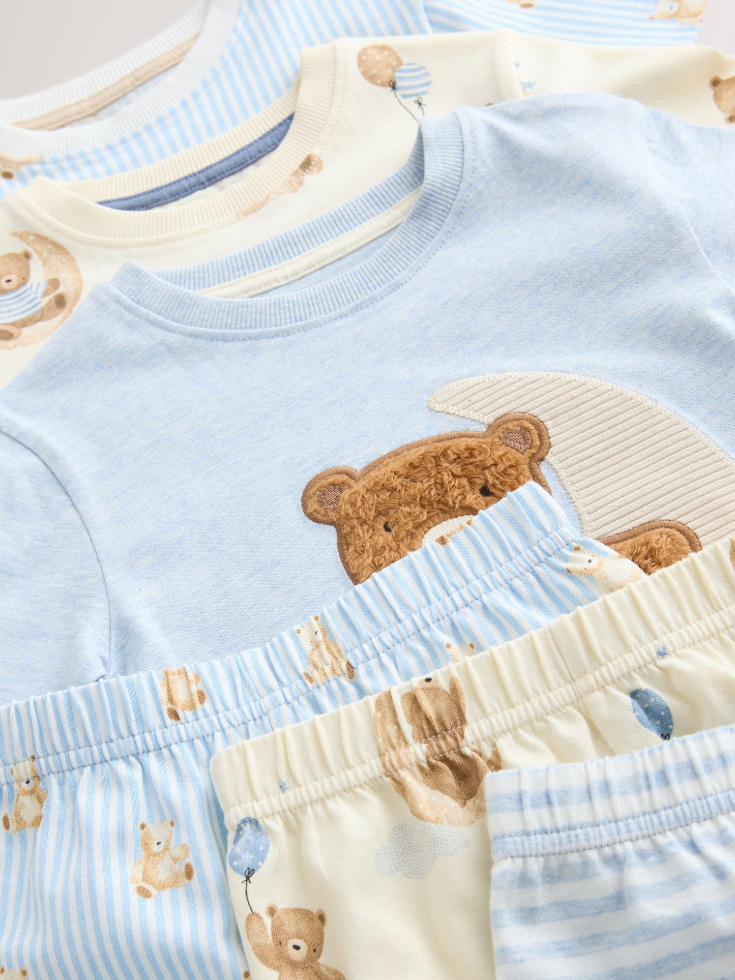 Blue/Ecru Baby Bears Short Pyjamas 3 Pack (9mths-6yrs) image 5