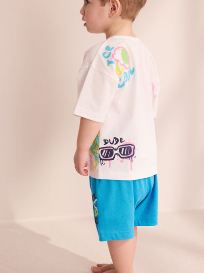 Black/Purple/White Graffiti Beach Vibes Short Pyjamas 3 Pack (9mths-12yrs) image 7