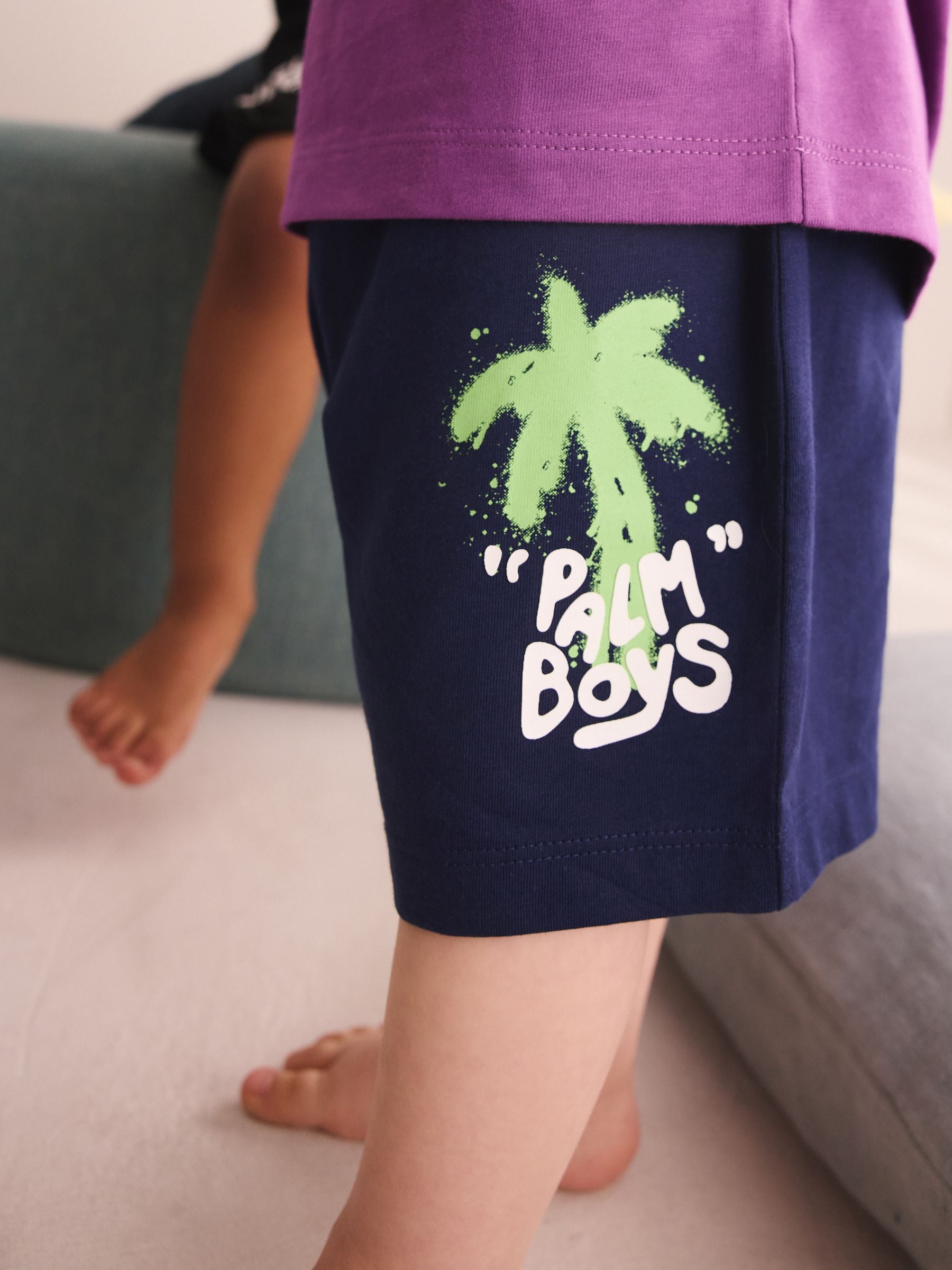 Black/Purple/White Graffiti Beach Vibes Short Pyjamas 3 Pack (9mths-12yrs) image 9