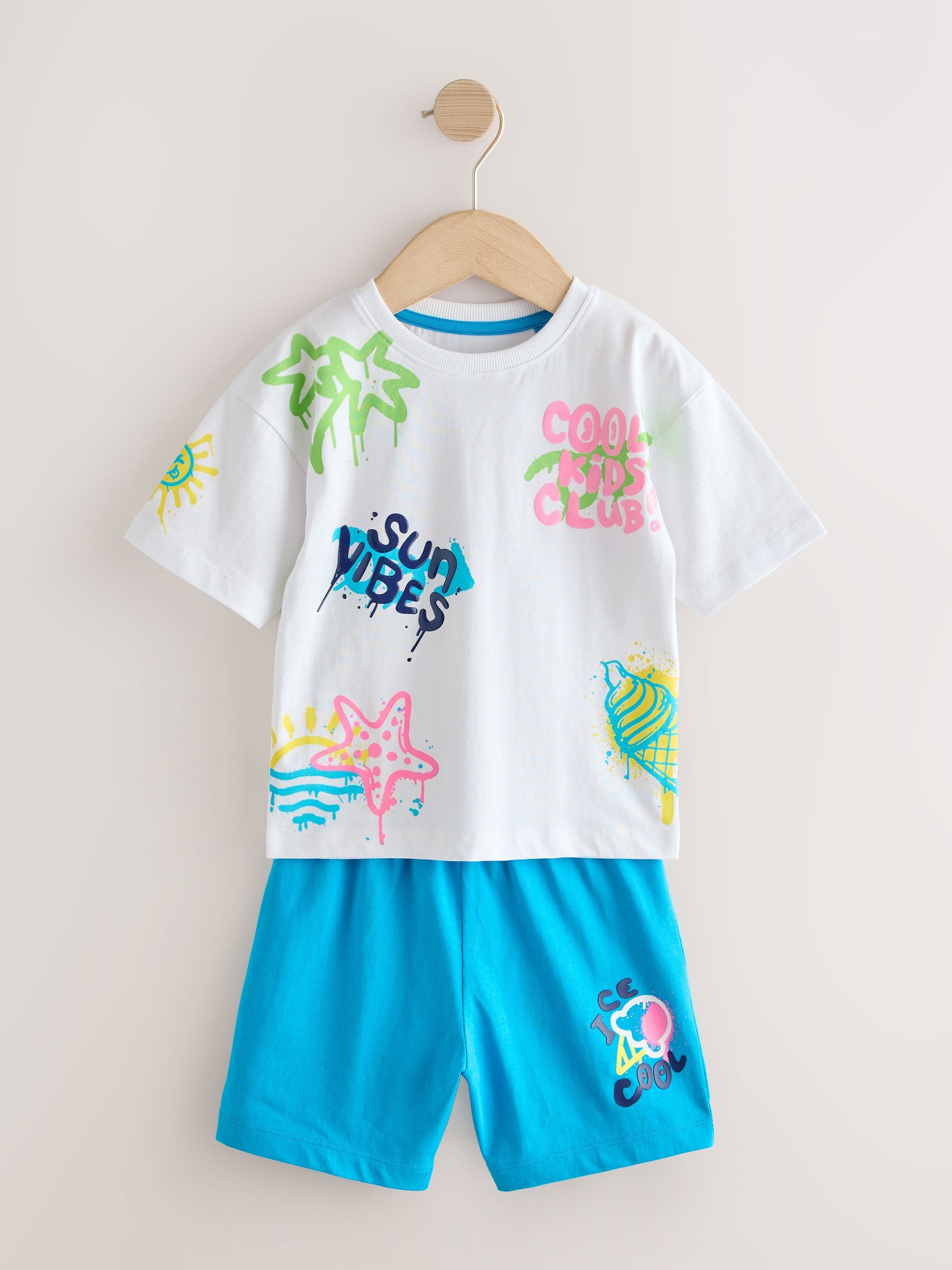 Black/Purple/White Graffiti Beach Vibes Short Pyjamas 3 Pack (9mths-12yrs) image 12