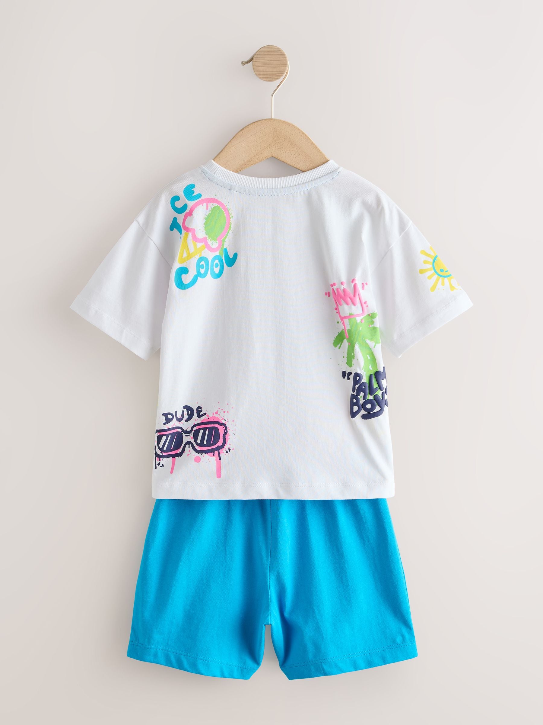 Black/Purple/White Graffiti Beach Vibes Short Pyjamas 3 Pack (9mths-12yrs) image 13
