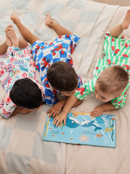 Blue/Green/Red/White Lobster & Chilii Seaside Short Pyjamas 3 Pack (9mths-10yrs) image 6