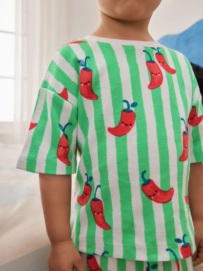 Blue/Green/Red/White Lobster & Chilii Seaside Short Pyjamas 3 Pack (9mths-10yrs) image 7