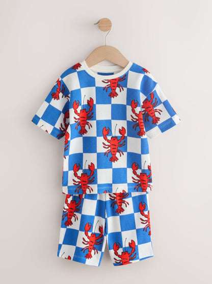 Blue/Green/Red/White Lobster & Chilii Seaside Short Pyjamas 3 Pack (9mths-10yrs) image 10