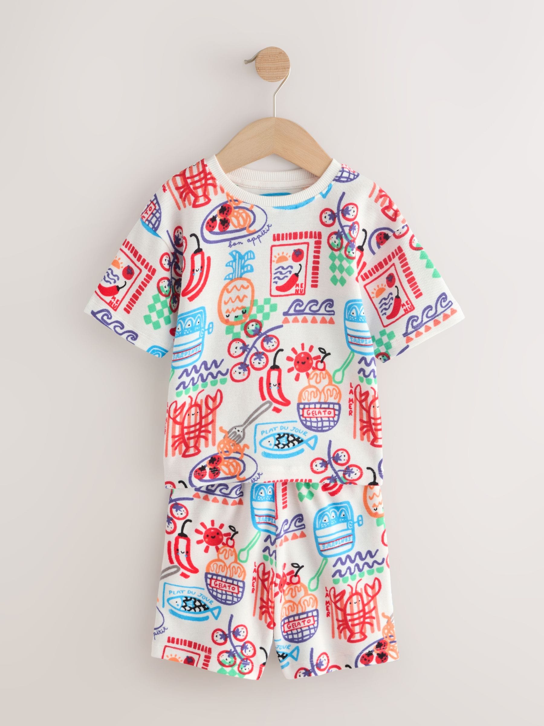 Blue/Green/Red/White Lobster & Chilii Seaside Short Pyjamas 3 Pack (9mths-10yrs) image 11
