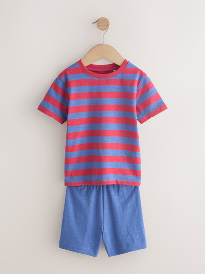 Blue/Green/Red Stripe Short Pyjamas 3 Pack (9mths-12yrs) image 3
