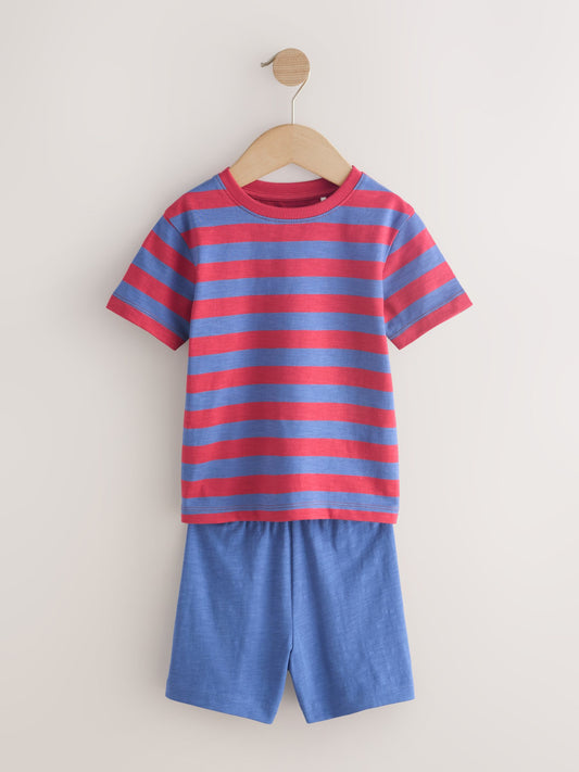 Blue/Green/Red Stripe Short Pyjamas 3 Pack (9mths-12yrs) image 3