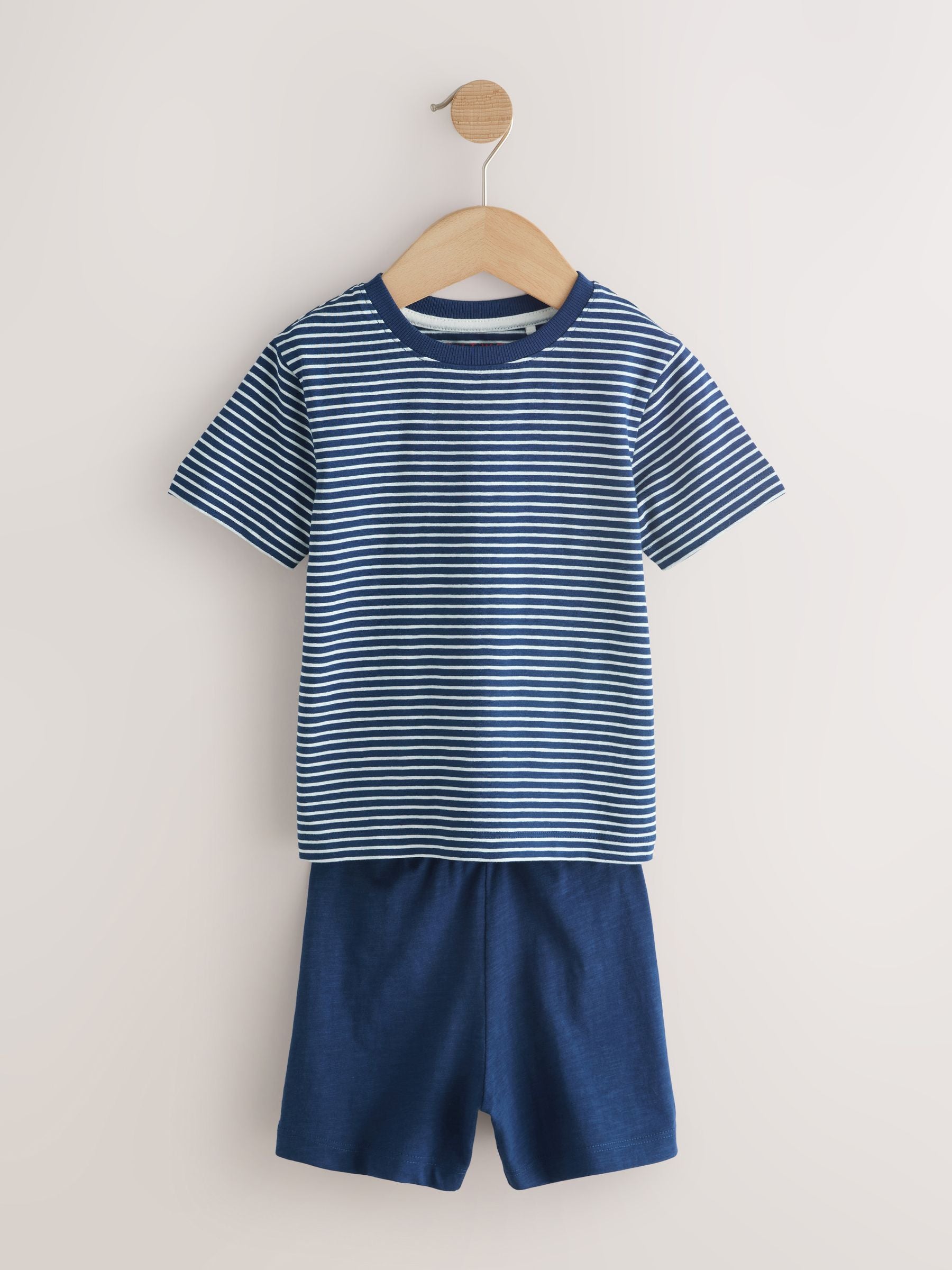 Blue/Green/Red Stripe Short Pyjamas 3 Pack (9mths-12yrs) image 5