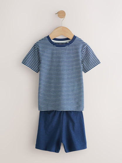 Blue/Green/Red Stripe Short Pyjamas 3 Pack (9mths-12yrs) image 5