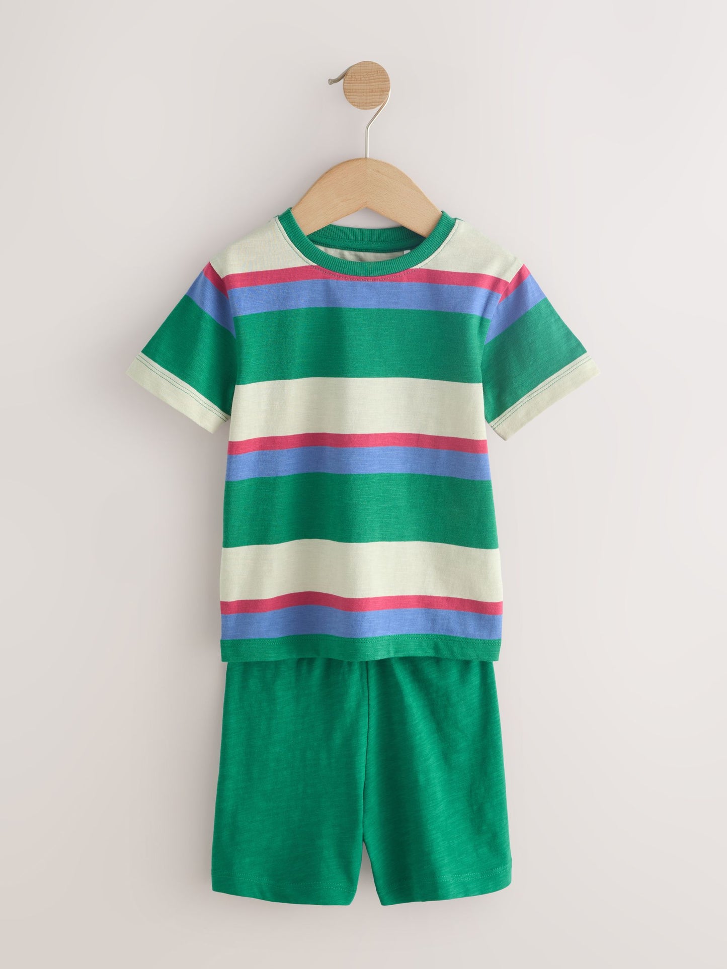 Blue/Green/Red Stripe Short Pyjamas 3 Pack (9mths-12yrs) image 6