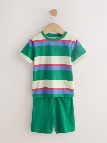 Blue/Green/Red Stripe Short Pyjamas 3 Pack (9mths-12yrs) image 6