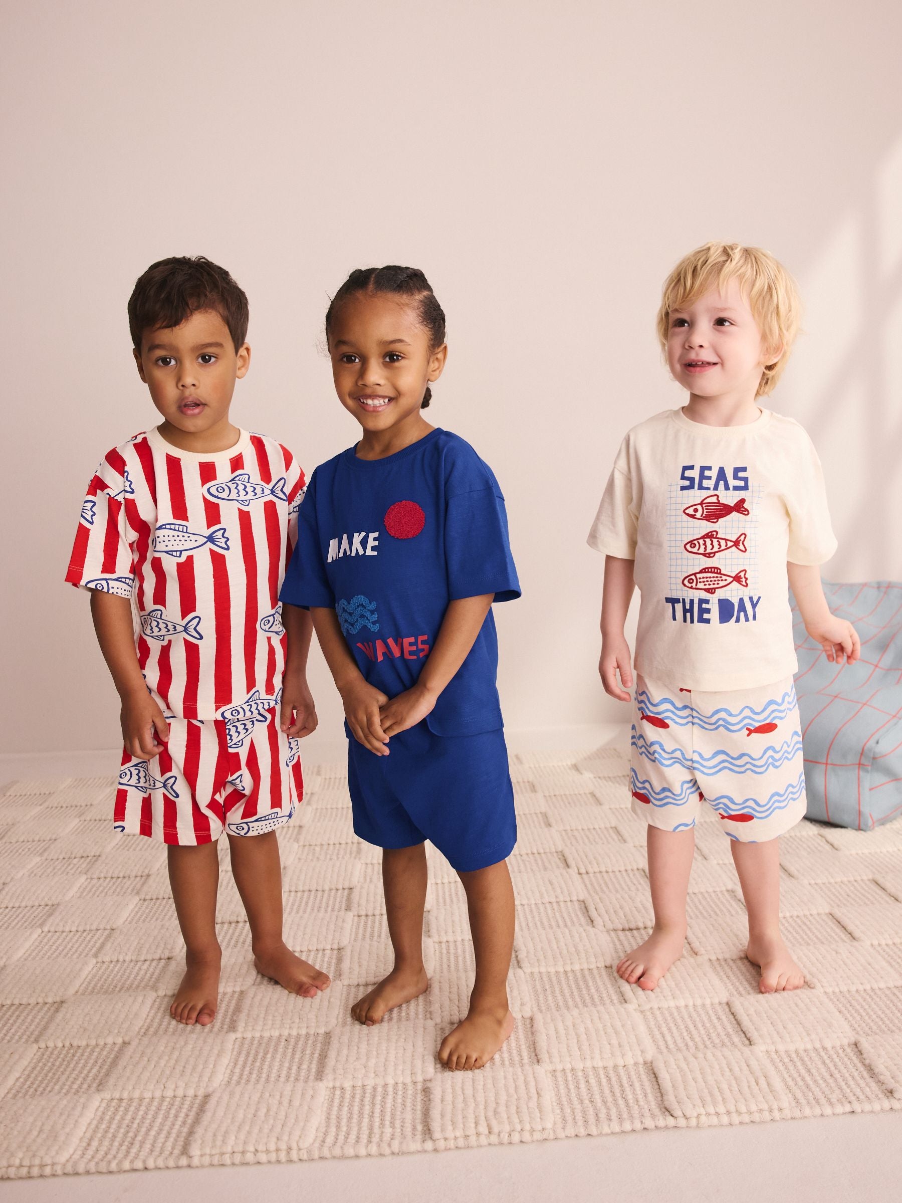 Red/Blue/White Seaside Short Pyjamas 3 Pack (9mths-12yrs) image 1