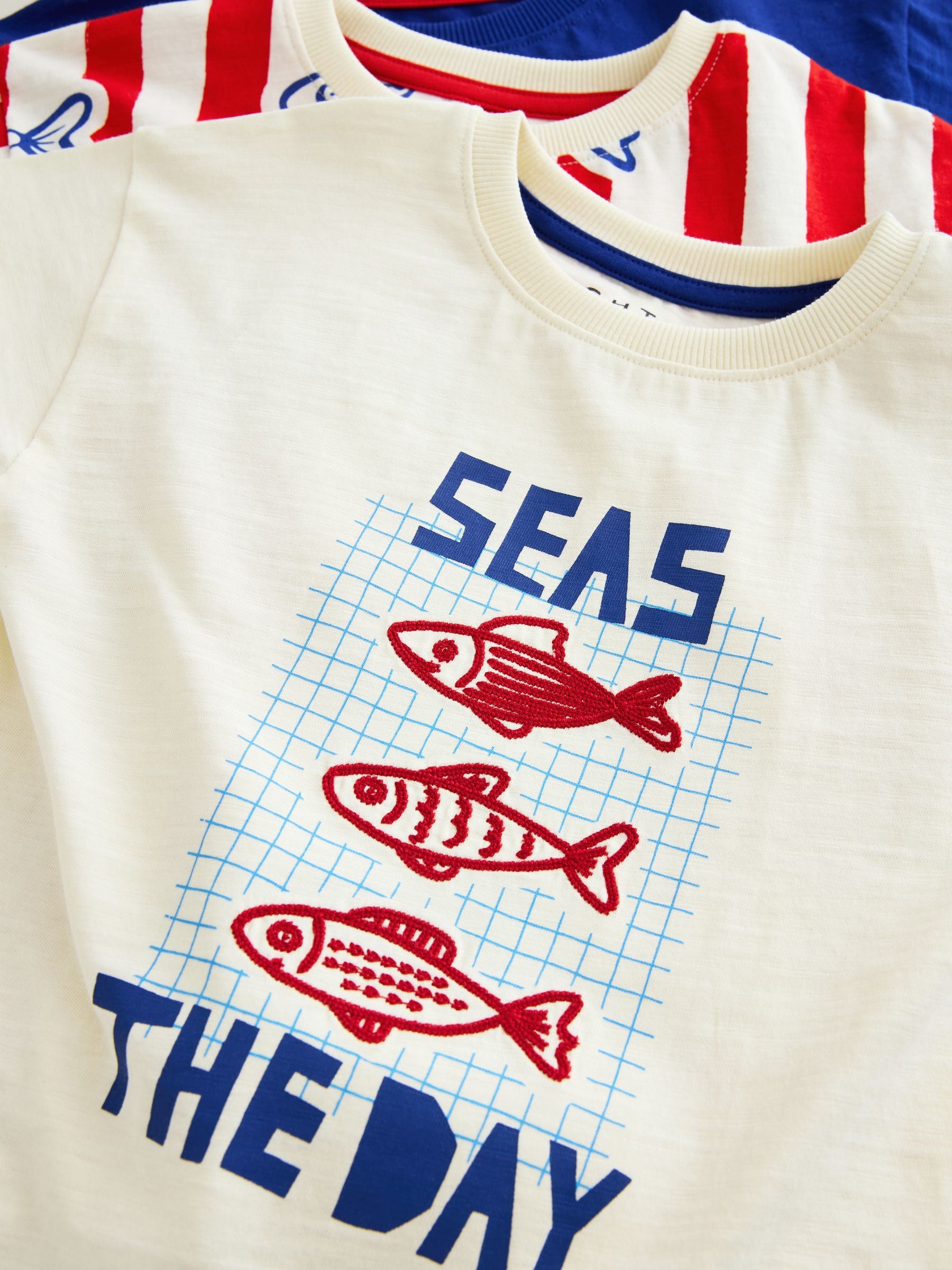 Red/Blue/White Seaside Short Pyjamas 3 Pack (9mths-12yrs) image 4