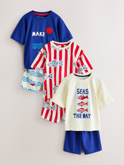 Red/Blue/White Seaside Short Pyjamas 3 Pack (9mths-12yrs) image 9