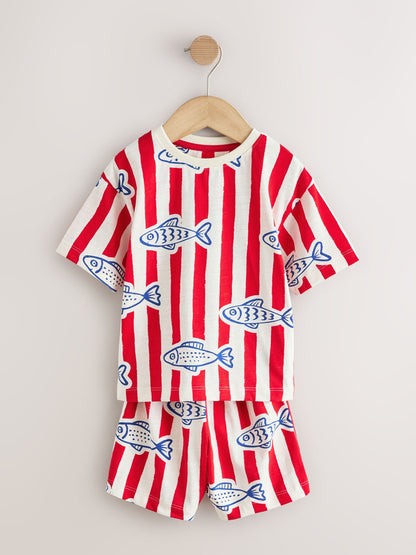 Red/Blue/White Seaside Short Pyjamas 3 Pack (9mths-12yrs) image 11