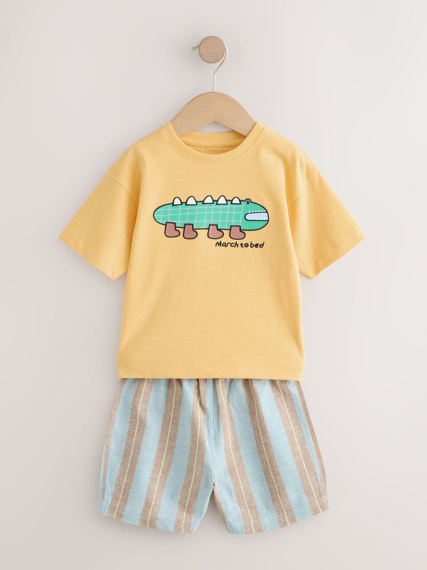 Blue/Yellow/Pink Striped Animal Short Pyjamas 3 Pack (9mths-8yrs) image 8