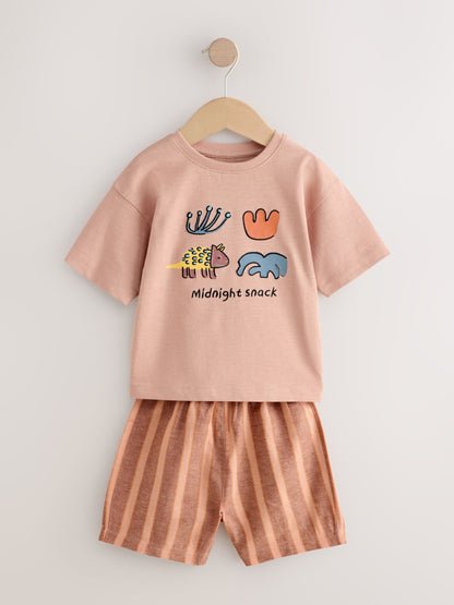 Blue/Yellow/Pink Striped Animal Short Pyjamas 3 Pack (9mths-8yrs) image 9