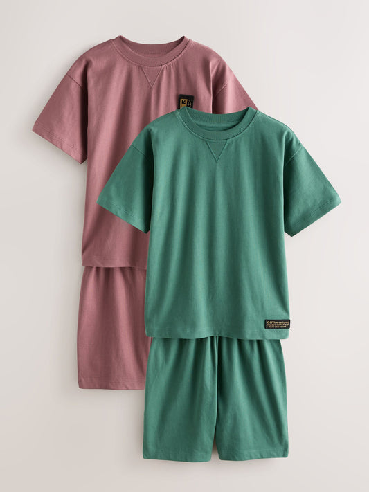 Pink/Green Short Pyjamas 2 Pack (3-16yrs) image 1