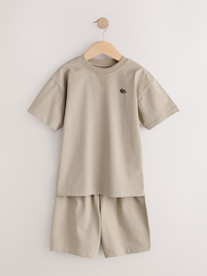 Black/Ecru Plain Short Pyjamas 2 Pack (3-16yrs) image 7