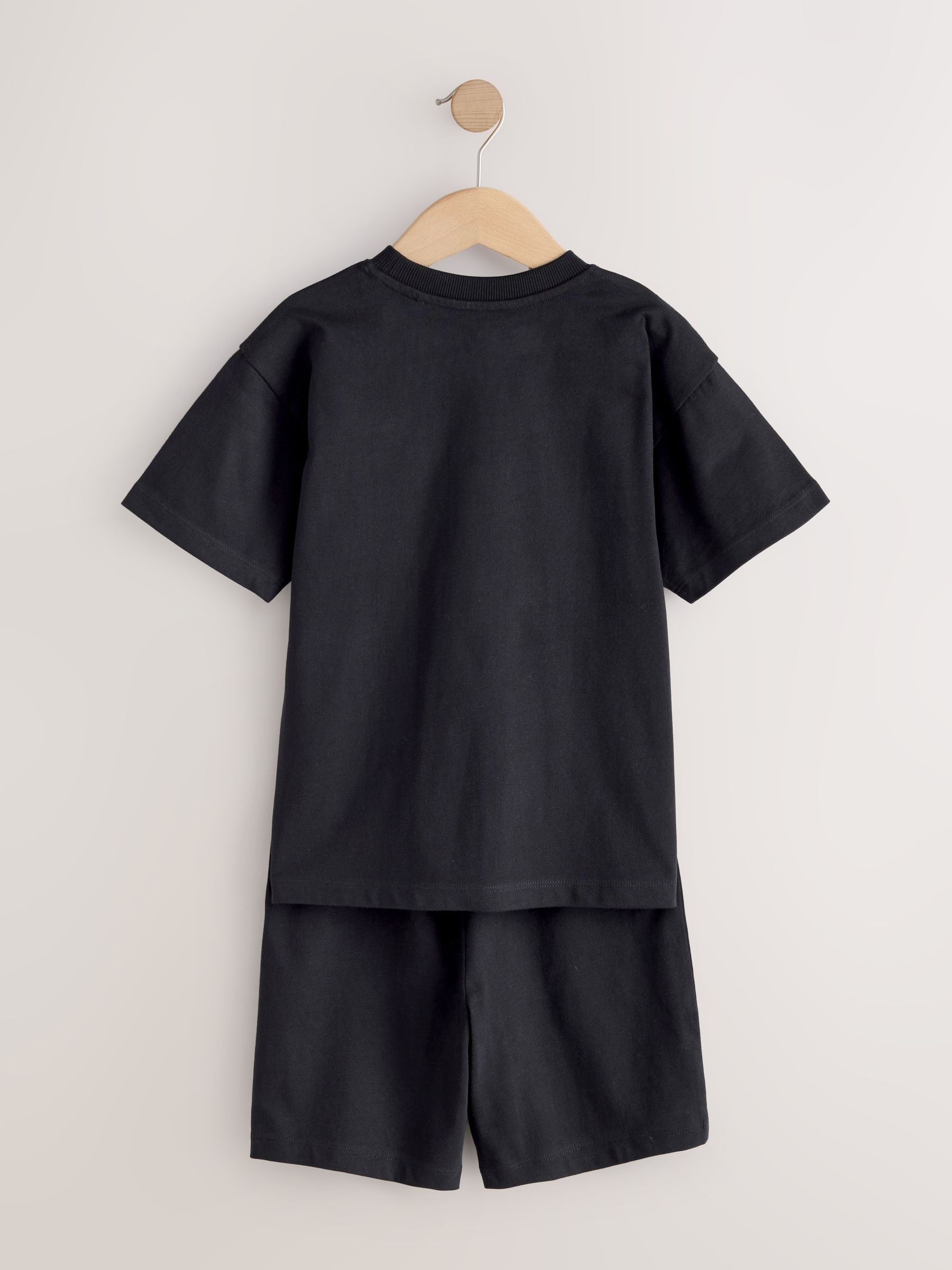 Black/Ecru Plain Short Pyjamas 2 Pack (3-16yrs) image 9