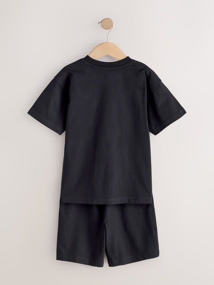 Black/Ecru Plain Short Pyjamas 2 Pack (3-16yrs) image 9