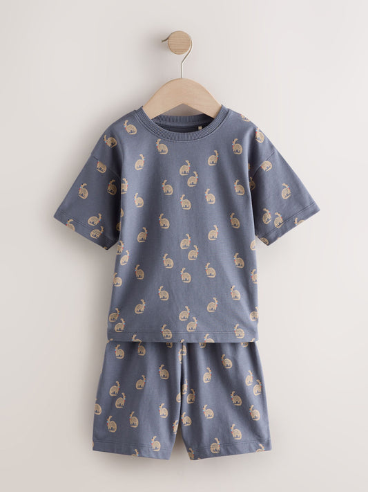 Blue/Ecru Dinosaur Short Pyjamas 3 Pack (9mths-10yrs) image 3