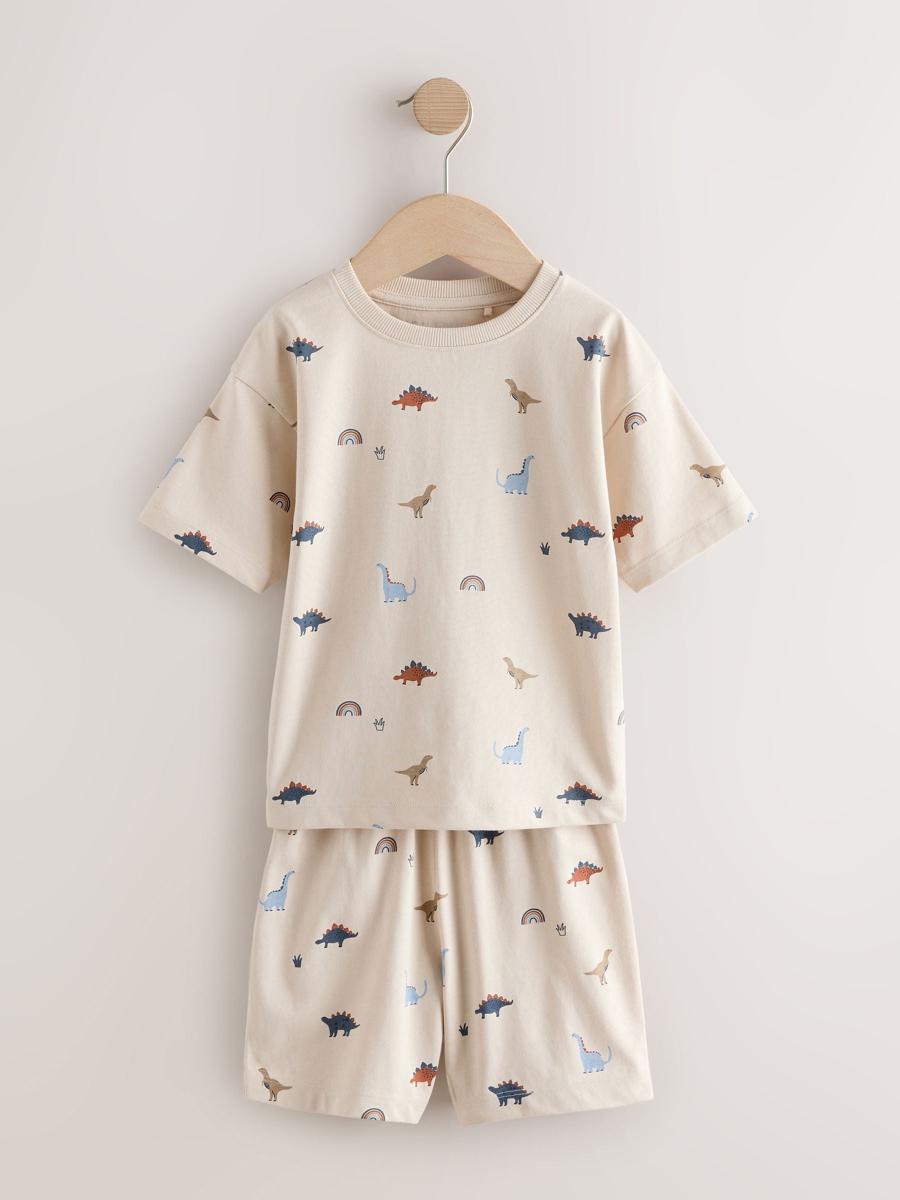 Blue/Ecru Dinosaur Short Pyjamas 3 Pack (9mths-10yrs) image 4