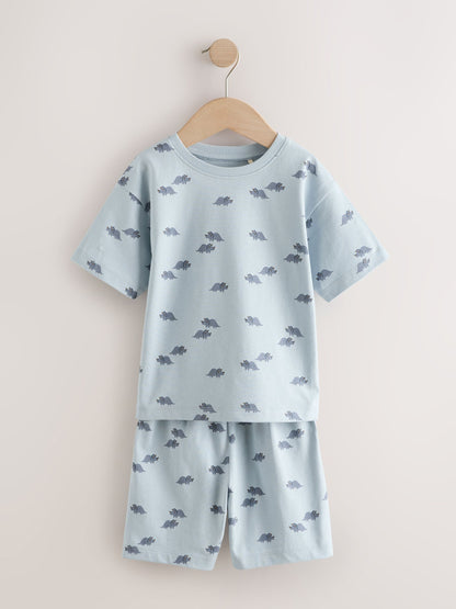 Blue/Ecru Dinosaur Short Pyjamas 3 Pack (9mths-10yrs) image 5