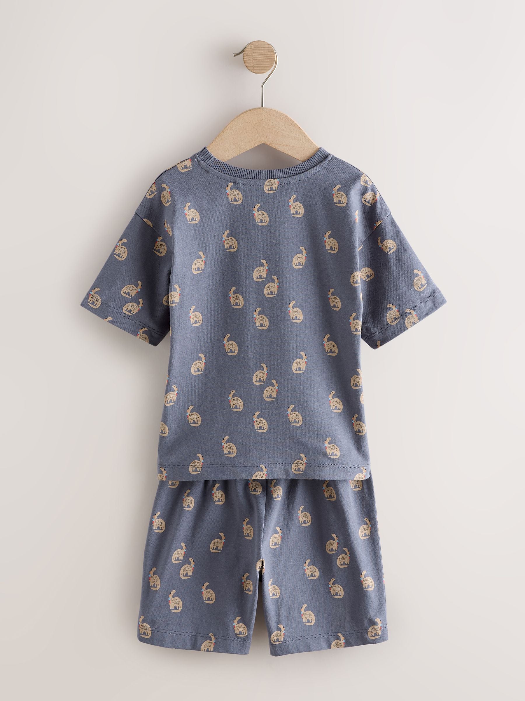 Blue/Ecru Dinosaur Short Pyjamas 3 Pack (9mths-10yrs) image 6