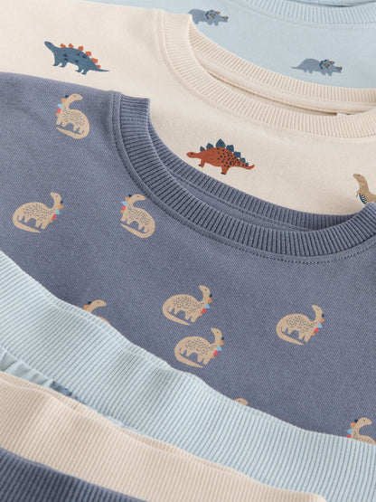 Blue/Ecru Dinosaur Short Pyjamas 3 Pack (9mths-10yrs) image 7