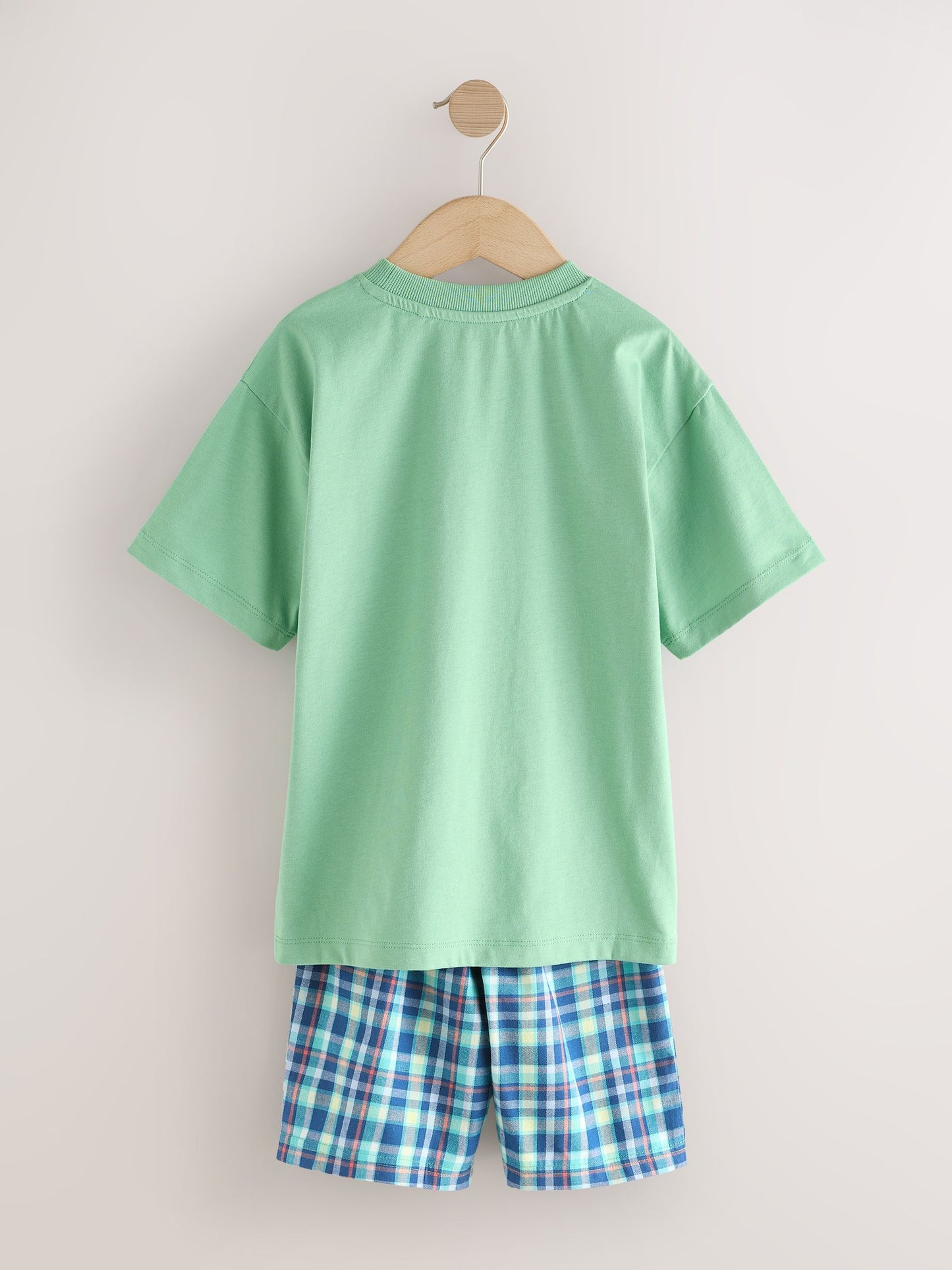 Green/Orange Woven Check Shorts Pyjamas 2 Pack (4-16yrs) image 4