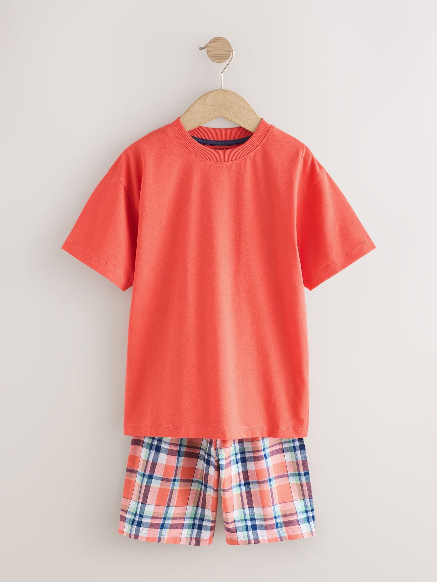 Green/Orange Woven Check Shorts Pyjamas 2 Pack (4-16yrs) image 5
