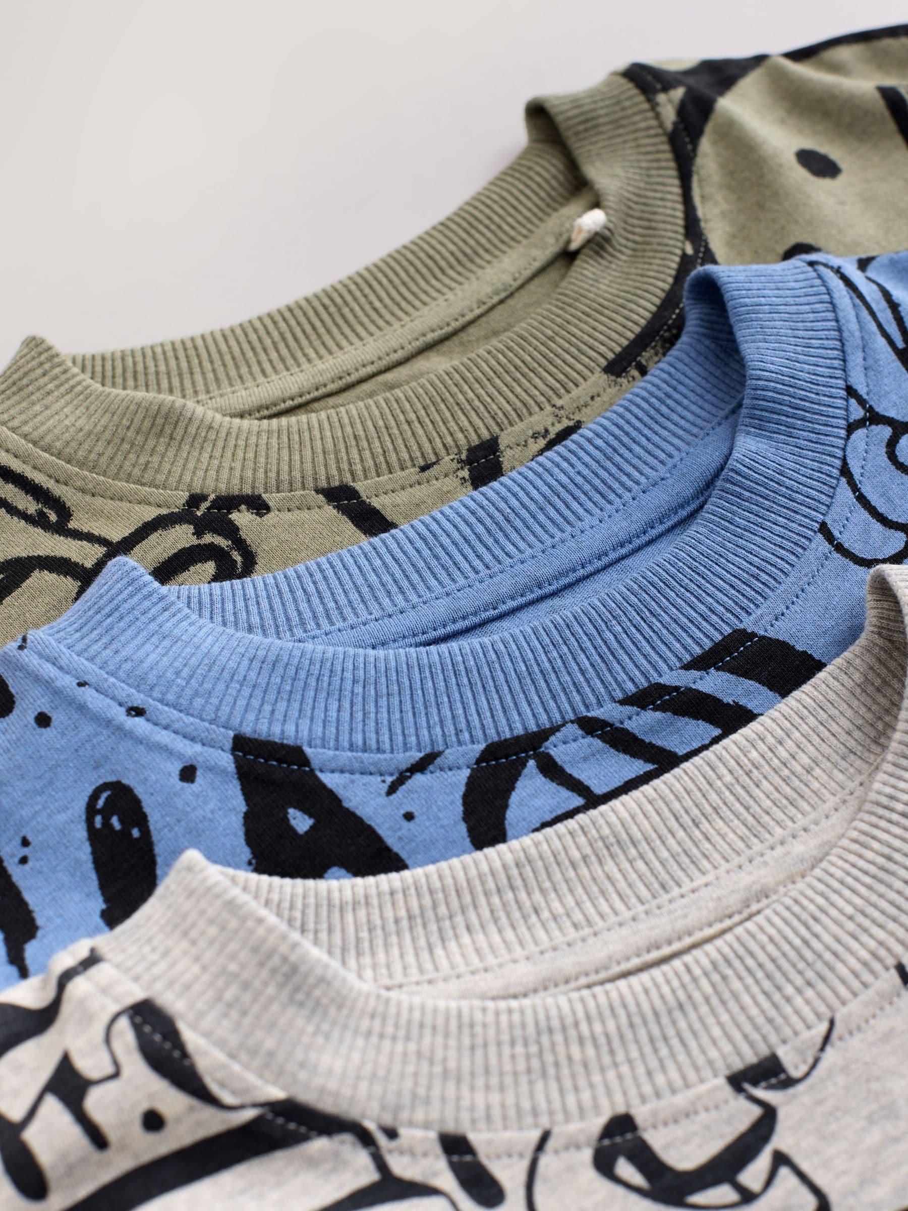 Blue/Green/Cream Grafiti Skulls Short Pyjamas 3 Pack (4-16yrs) image 4