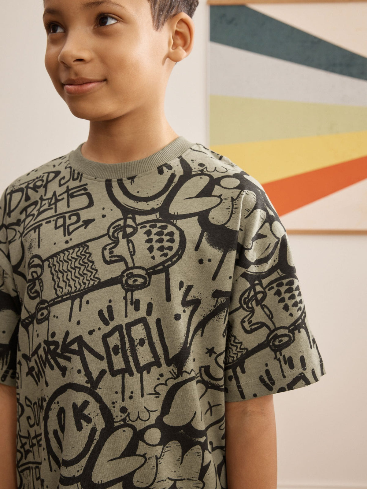 Blue/Green/Cream Grafiti Skulls Short Pyjamas 3 Pack (3-16yrs) - image 3