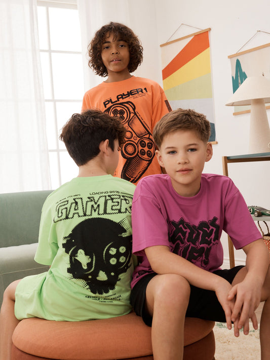 Green/Orange/Pink Gamer Short Pyjamas 3 Pack (3-16yrs) image 3