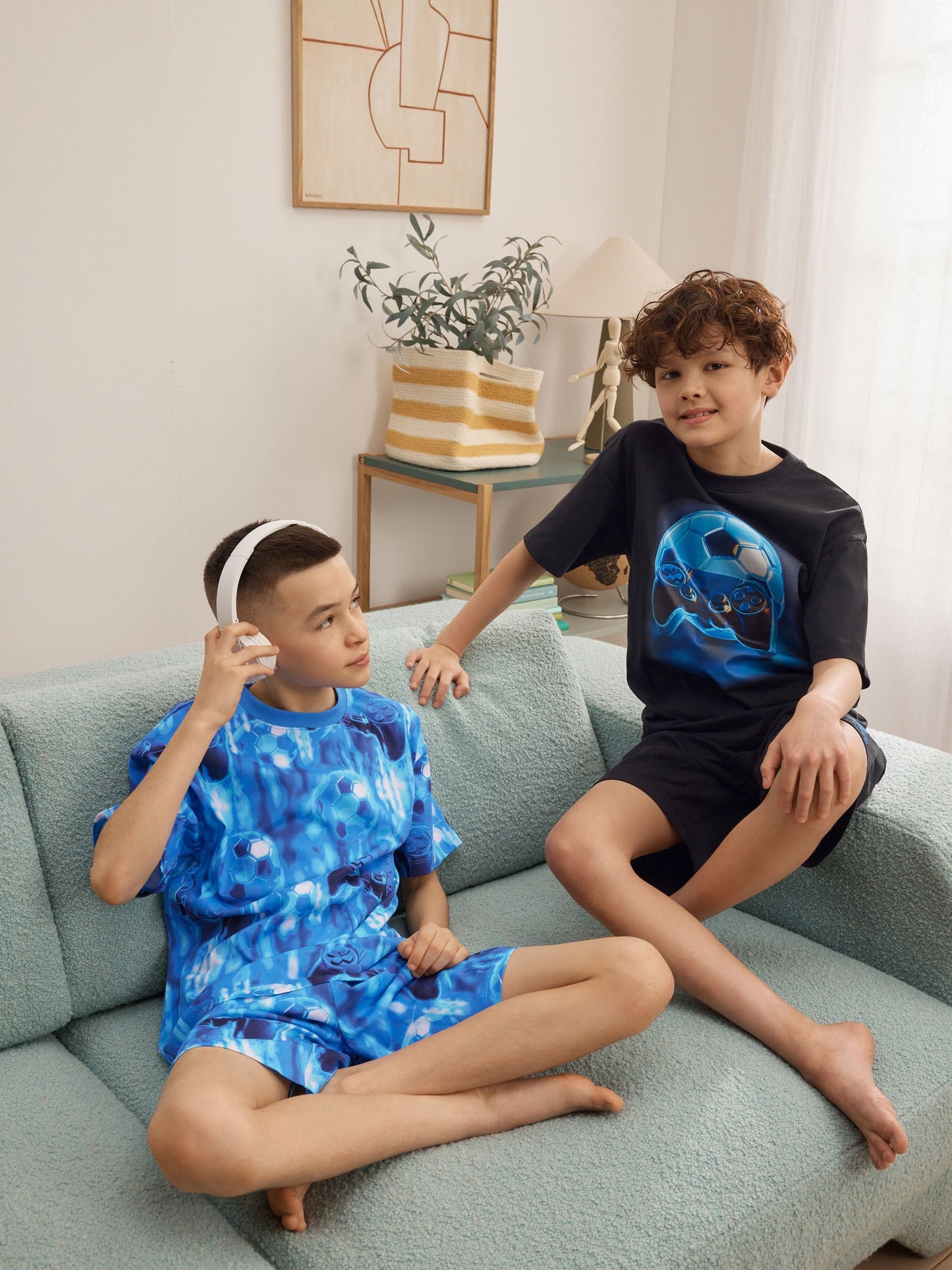 Blue/Black Gamer Football Short Pyjamas 2 Pack (3-16yrs) image 4
