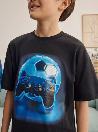Blue/Black Gamer Football Short Pyjamas 2 Pack (3-16yrs) image 5